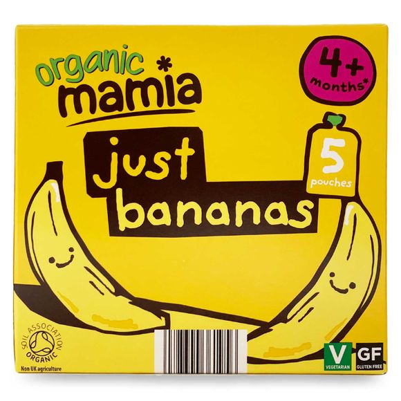 Organic Just Bananas Purée 5x90g Mamia